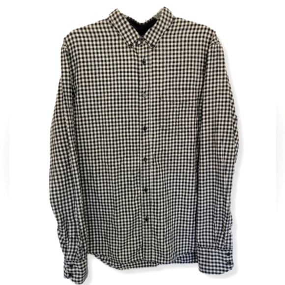 Rag & Bone Shirt Black White Check Button Up Cotton Slim Fit Long Sleeve… - Picture 1 of 10